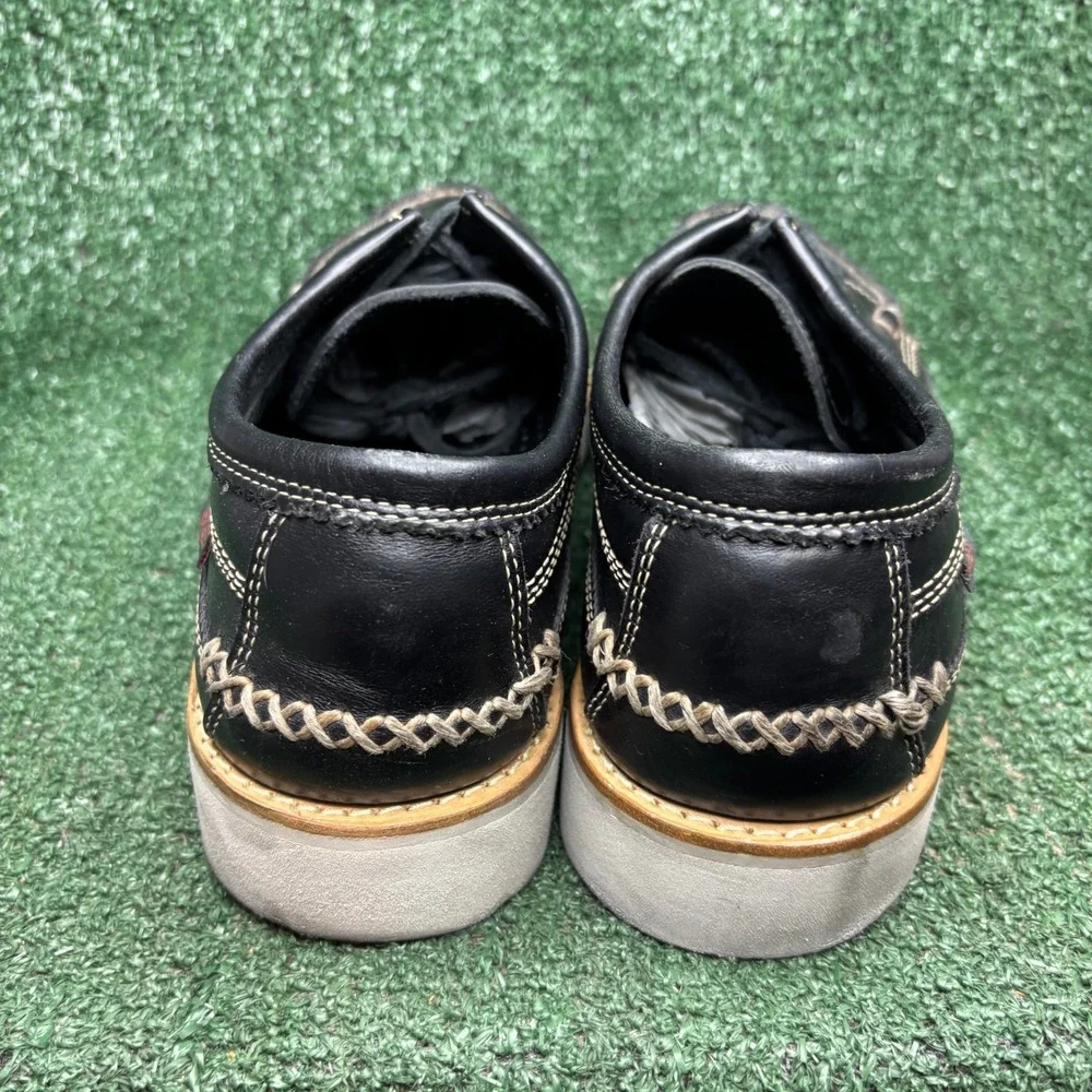 GH Bass Mocs Originals Clayton Lace Up Leather Boat Shoes Black Mens Size 13 D